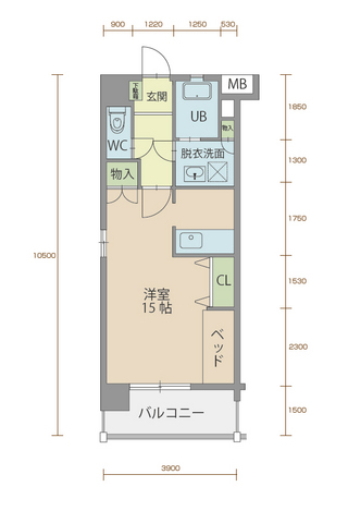 ミルフィーユ90 301号室間取りマップ
